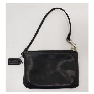 Coach black leather wristlet womans